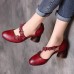 Plus Size Women Retro Date Shoes Floral Embellished Chunky High Heels