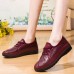 Women Solid Color Round Toe Casual Soft Comfortable Lace Up Flat Loafers Shoes