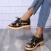 Plus Size Women Casual Fashion Rivet Decor Lace  up Sandals