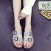 Women Beach Printing Soft Dual Strap Flat Cork Slippers Sandalss