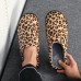 Men Leopard Cotton Warm Non Slip Wearable Sole Slip  on Home Slipper