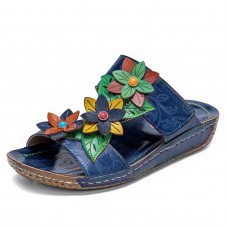  Flowers Decoration Wedges Hook   Loop Comfy Sandals