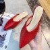 Women Casual Pointed Toe Braided Backless Cone Heels Shoes