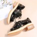 Plus Size Women Casual Fashion Rivet Decor Lace  up Sandals